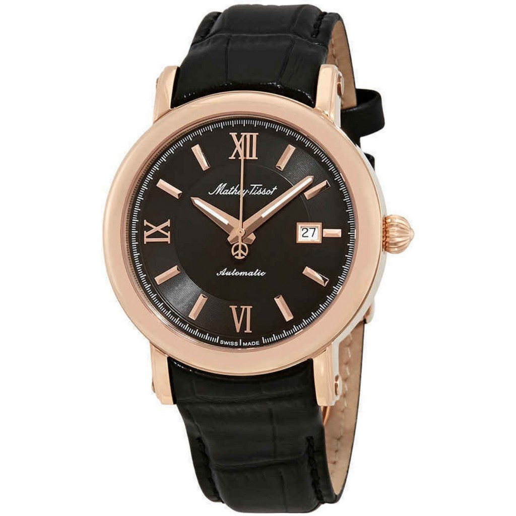 Mathey-Tissot Renaissance Genuine レザーベルト 黒文字盤 自動巻き H9030PN メンズ腕時計