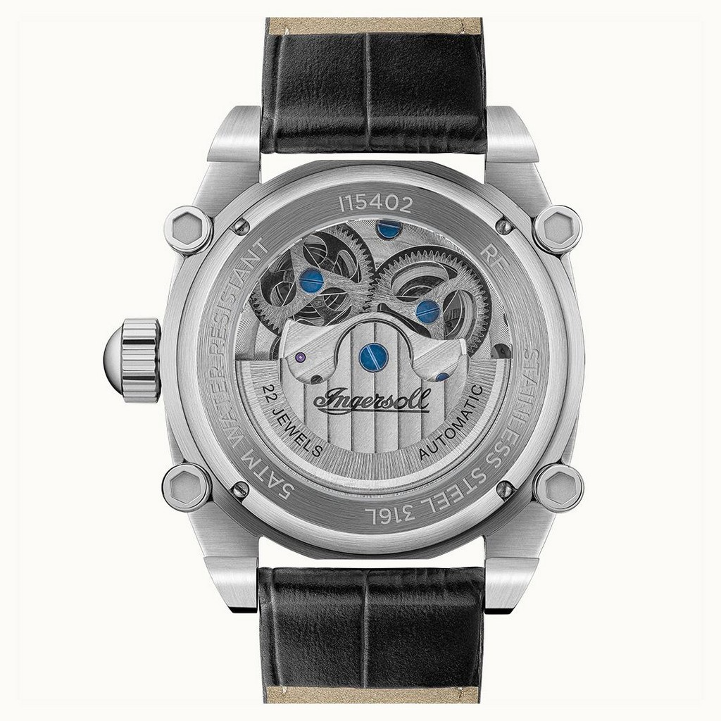 Ingersoll The Freestyle Orologio Automatico Da Uomo Con Quadrante Scheletro. Cassa In Acciaio 45,5 Mm, Cinturino Nero Sintetico, Impermeabile 50m. - 4
