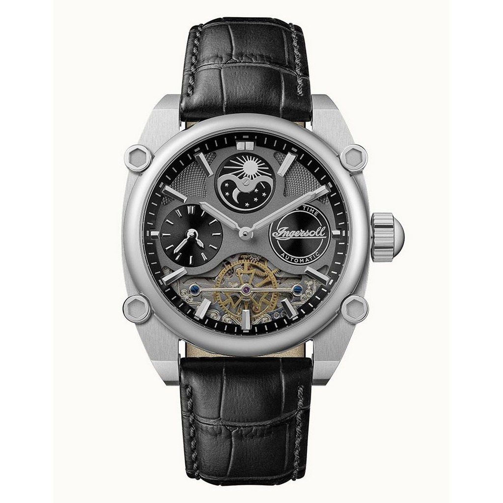 Orologio Automatico Ingersoll The Freestyle Da Uomo – Quadrante Scheletro Nero, Cassa In Acciaio 45,5 Mm, Cinturino Sintetico, 50m Water Resistant