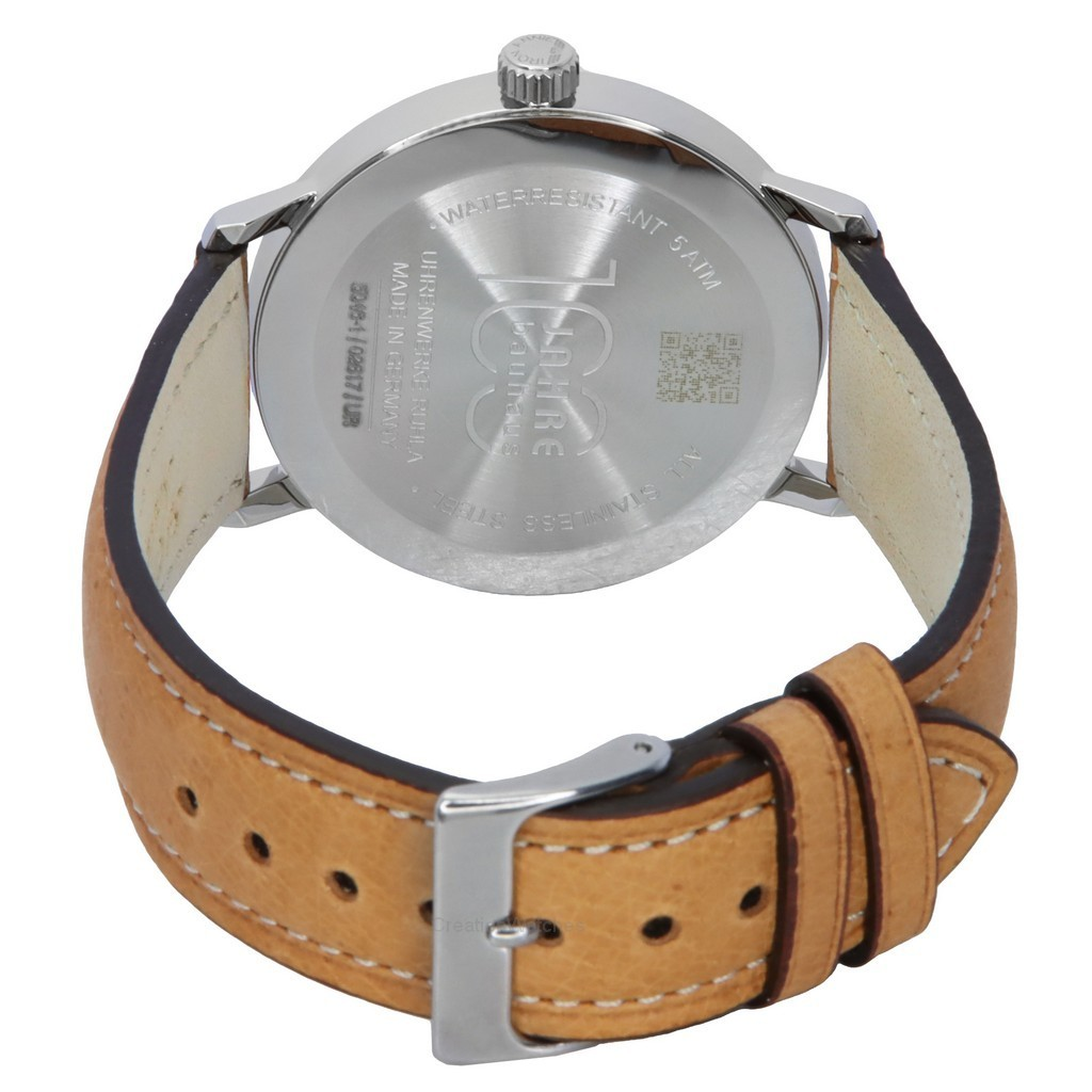 Bauhaus Jahre Men\'s Dial 50461 100 Iron Watch Quartz White Annie Strap Leather