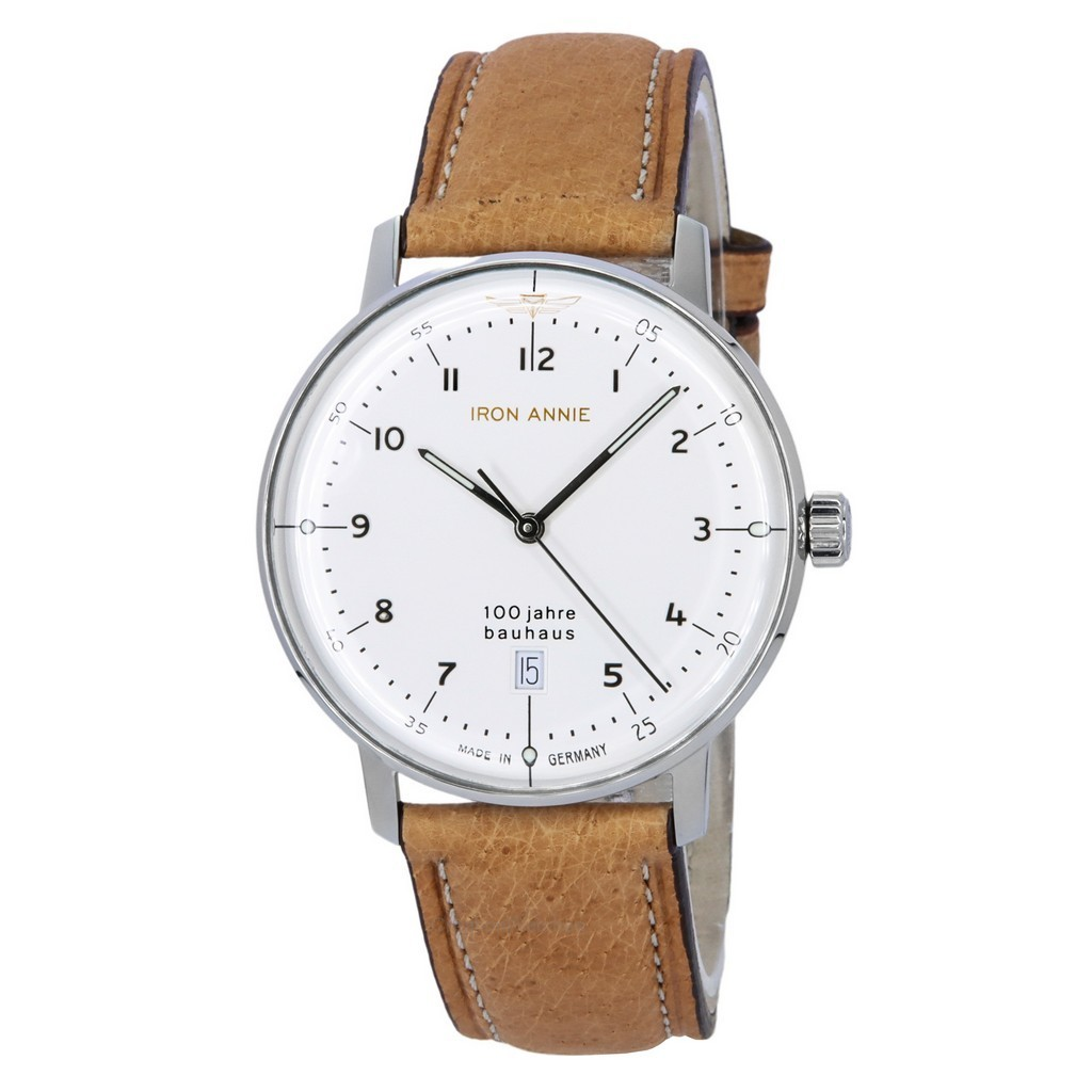 Iron Annie 100 Jahre Bauhaus Leather Strap White Dial Quartz 50461
