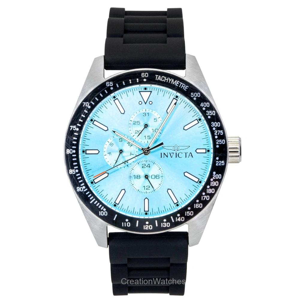 Invicta Aviator Silicone Strap Light 青文字盤 クォーツ 48856 100m防水 メンズ腕時計