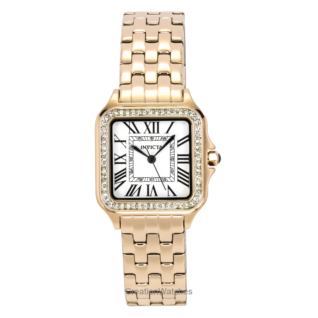 Invicta Angel Rose Gold Tone ステンレススチール Crystal Silver Dial クォーツ 48997 レディース腕時計
