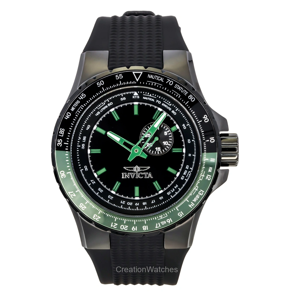 Invicta Aviator Black Silicone Strap 黒文字盤 クォーツ 49731 100m防水 メンズ腕時計