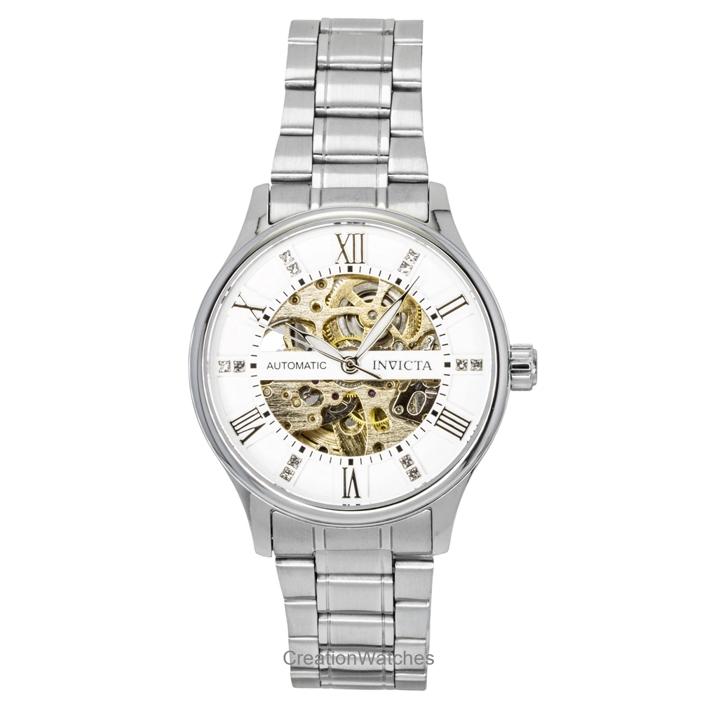 Invicta Objet D Art ステンレススチール Silver Skeleton Dial 自動巻き 69117 メンズ腕時計