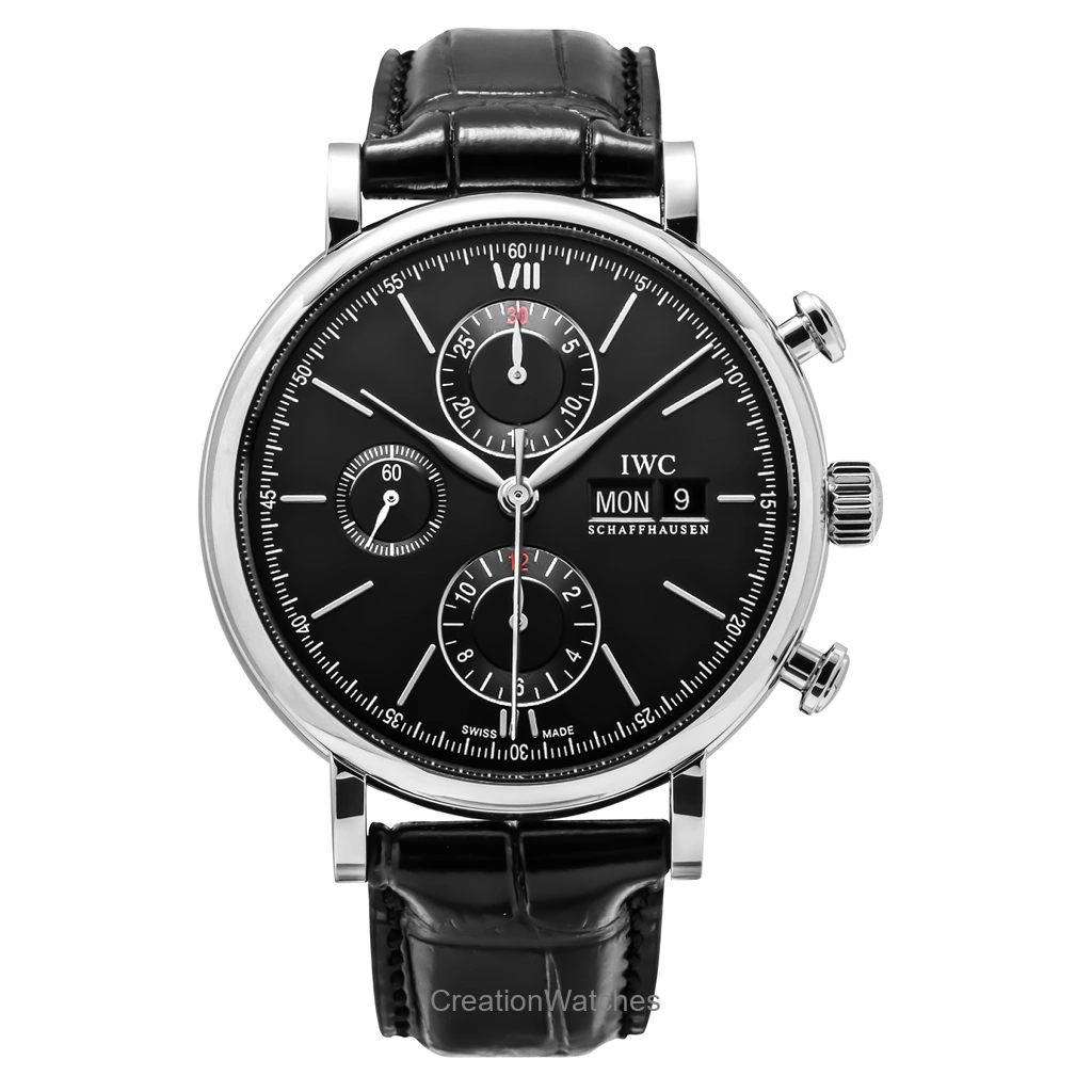 IWC Portofino クロノグラフ レザーベルト 黒文字盤 自動巻き IW391029 メンズ腕時計