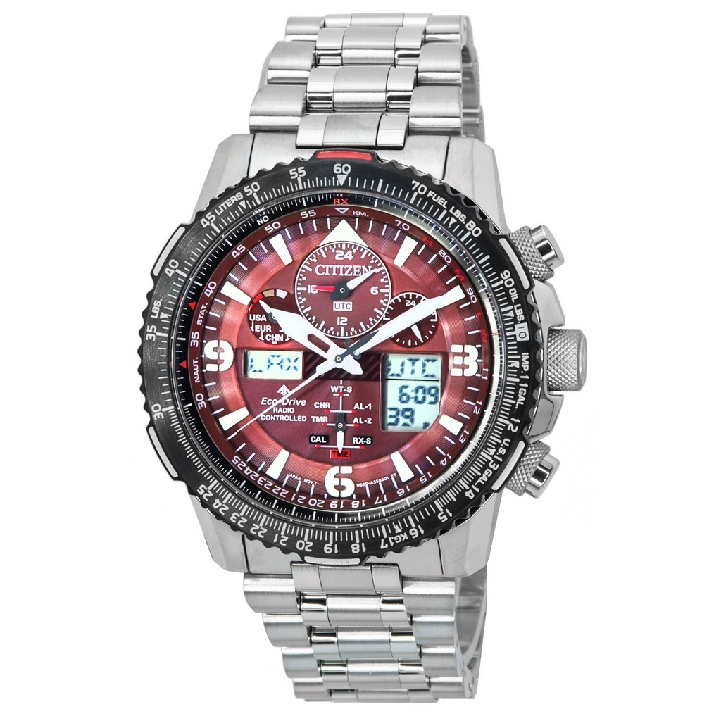 Citizen Promaster Skyhawk Calendario perpetuo Esfera roja Eco-Drive Diver's JY8086-89X 200M Reloj para hombre