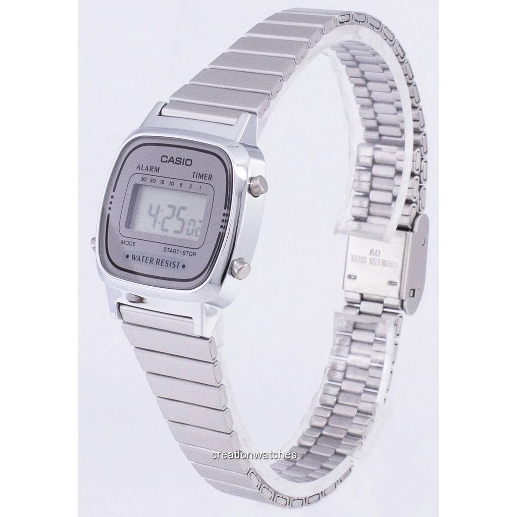 Casio Digital Stainless Steel Alarm Timer LA670WA-7DF LA670WA-7 Women's Watch