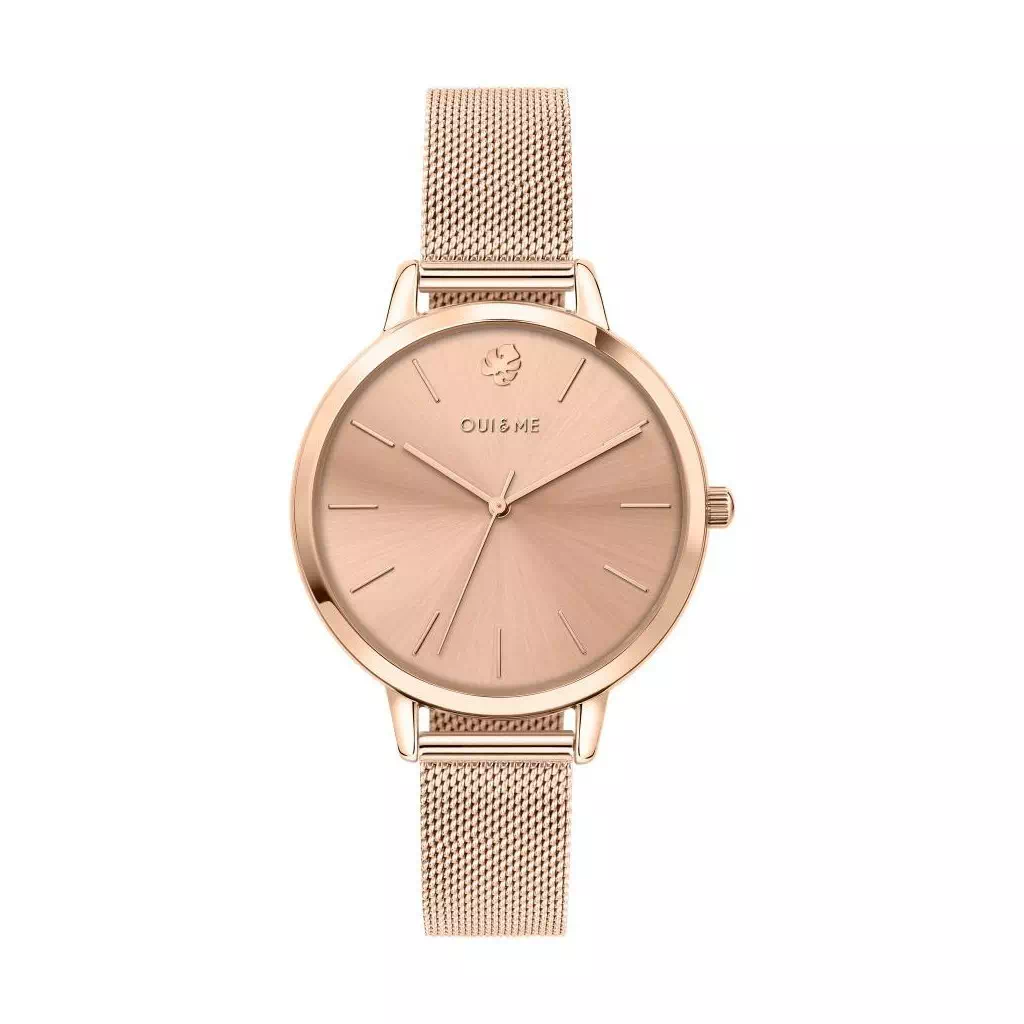 Relógio feminino Oui & Me Grande Amourette rosa tom ouro quartzo ME010021