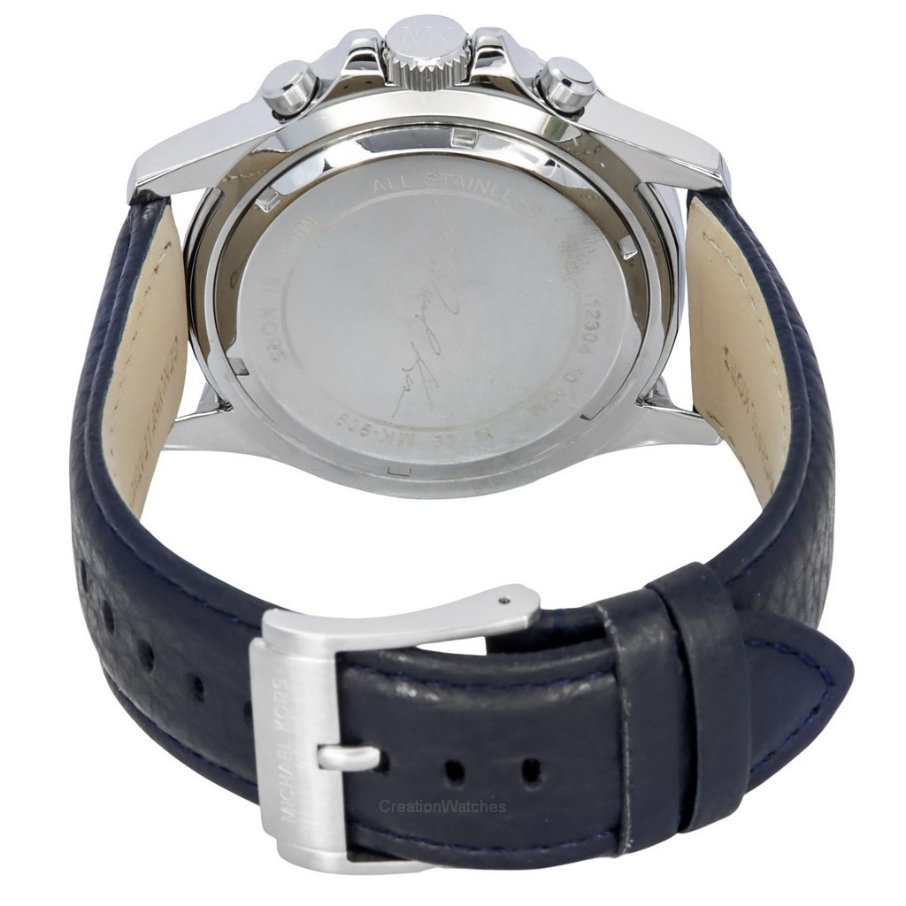 Michael Kors Everest Chronograph Navy Leather Black Dial Quartz MK9091 100M Men's Watch