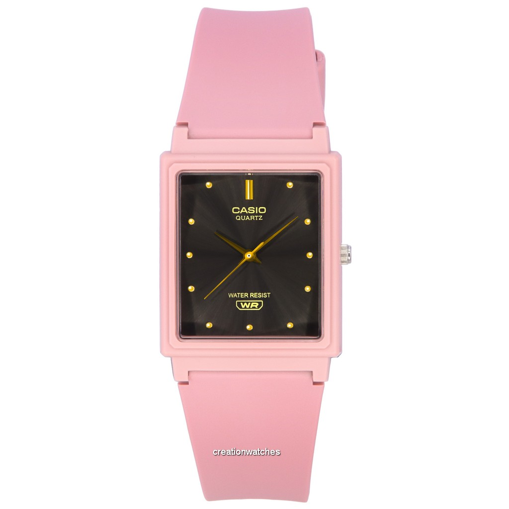 Relógio feminino Casio analógico rosa resina mostrador preto quartzo MQ-38UC-4A MQ38UC-4A