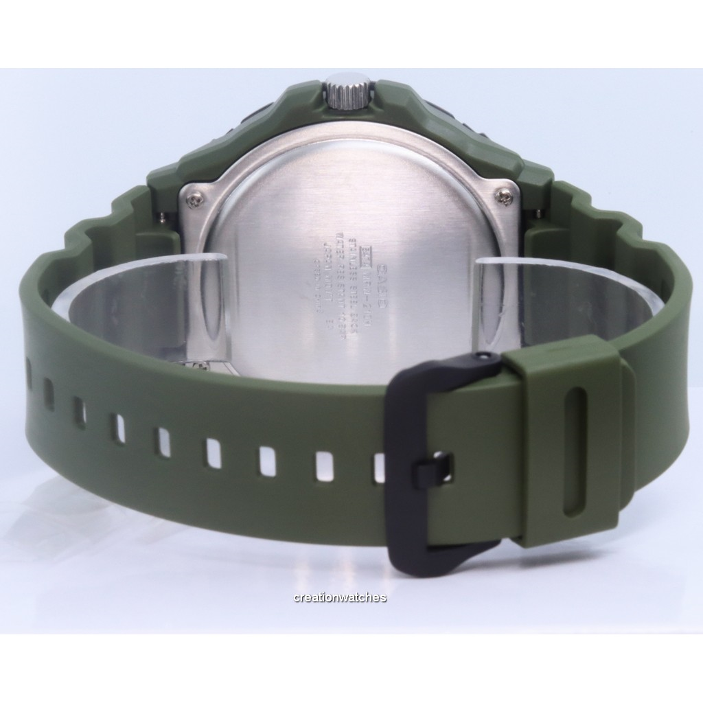 Orologio da uomo Casio analogico verde militare con cinturino in resina al  quarzo MRW-210H-3A MRW210H-3 100M da uomo it