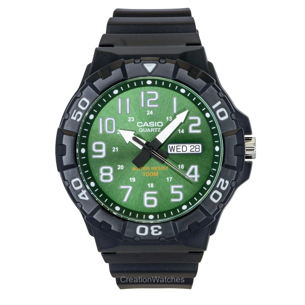 Casio アナログ 樹脂ベルト 緑文字盤 クォーツ MRW-210H-3BV 100m防水 メンズ腕時計