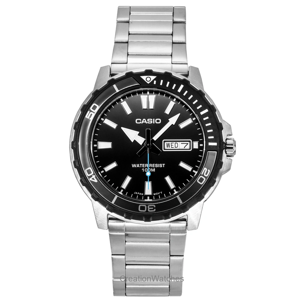 Casio Standard アナログ ステンレススチール 黒文字盤 クォーツ MTD-125D-1A3V 100m防水 メンズ腕時計