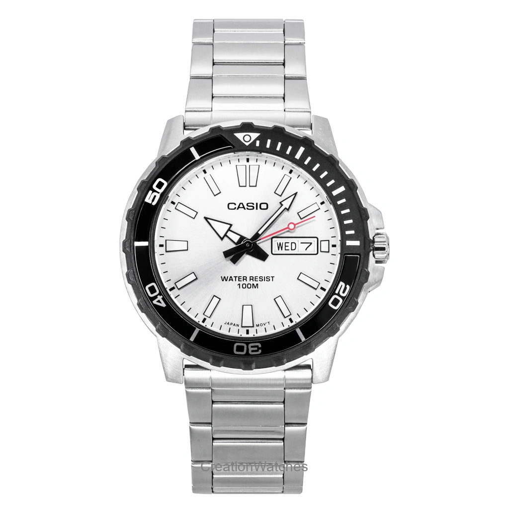 Casio Standard アナログ ステンレススチール Silver Dial クォーツ MTD-125D-7AV 100m防水 メンズ腕時計