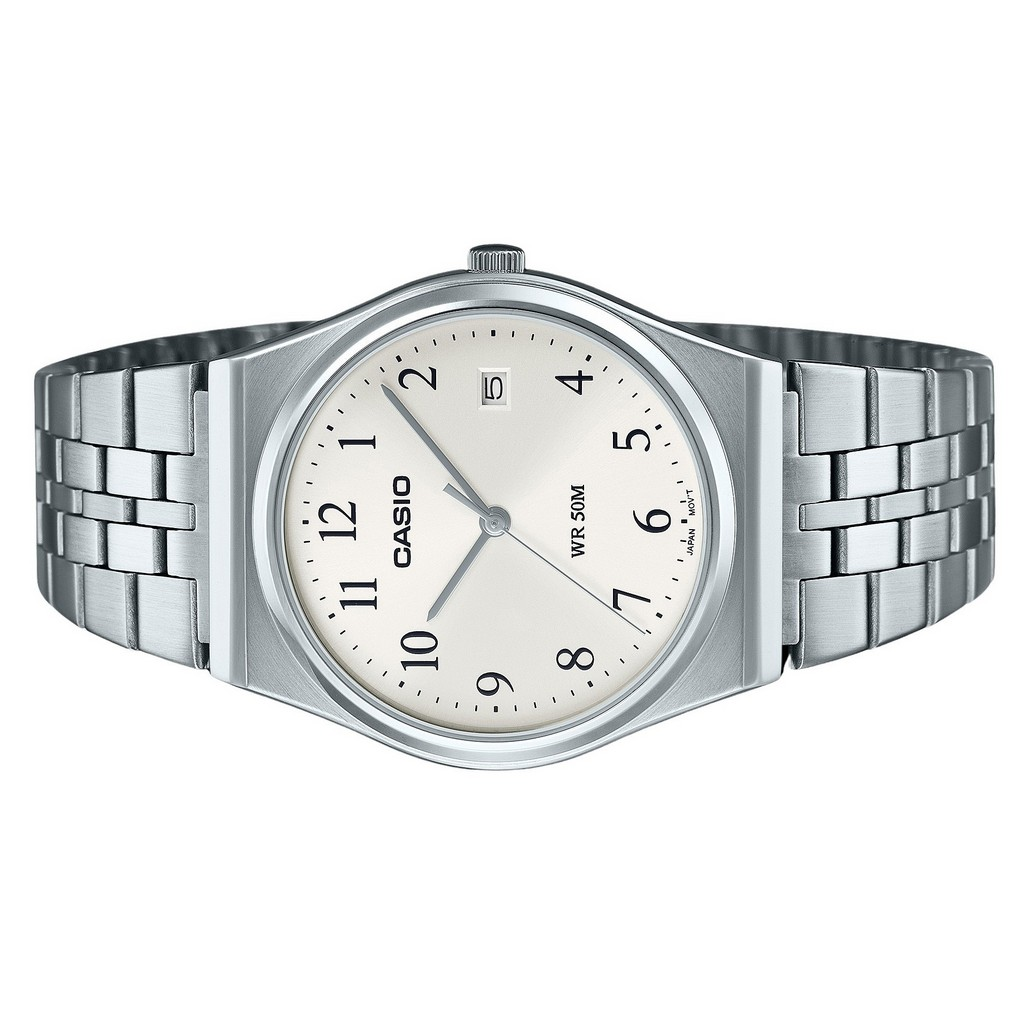 Casio Stainless Dial Standard MTP-B145D-7B White Quartz Men\'s Analog Steel Watch