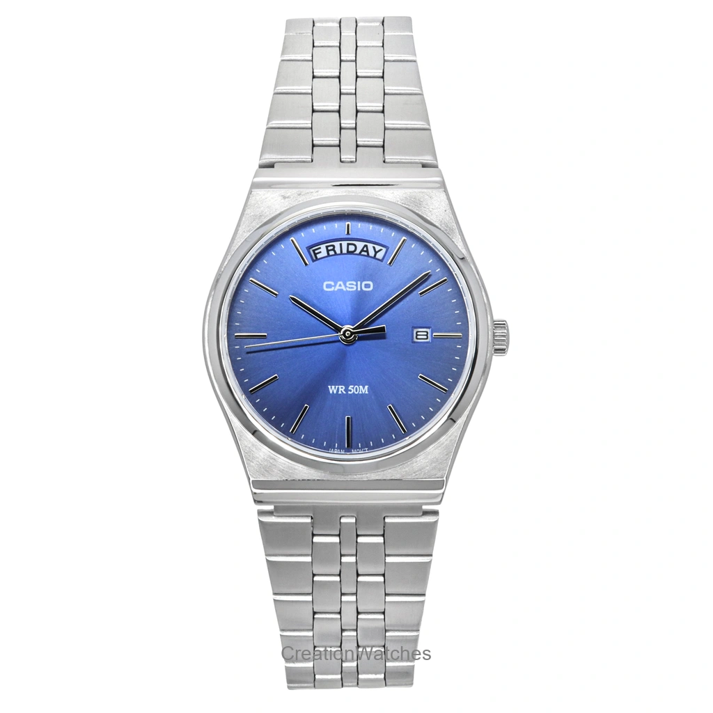 Casio Standard アナログ ステンレススチール 青文字盤 クォーツ MTP-B146D-2AV メンズ腕時計