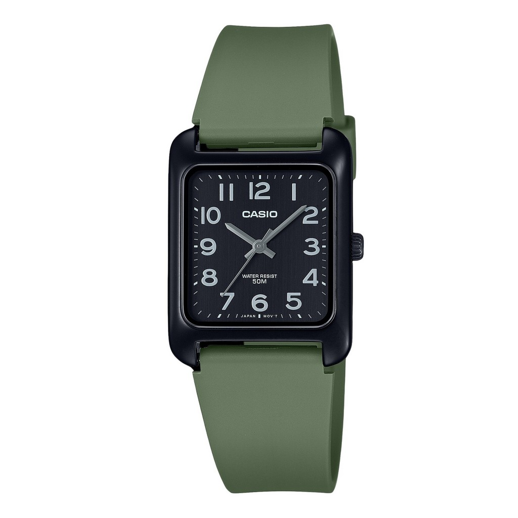 Orologio Da Uomo Casio Standard Analogico Cinturino In Resina Verde Quadrante Nero Quarzo Mtp