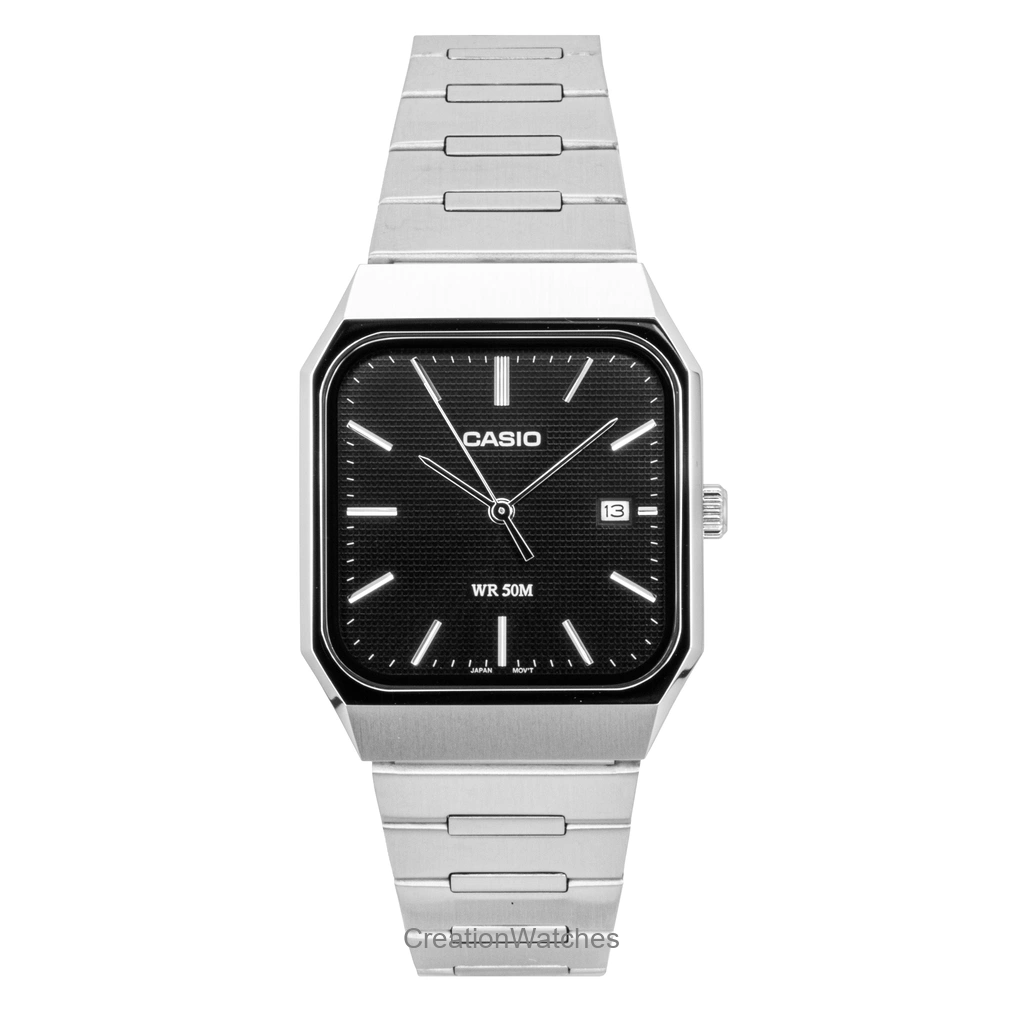 カシオ スタンダード アナログ ステンレススチール ブラックダイヤル