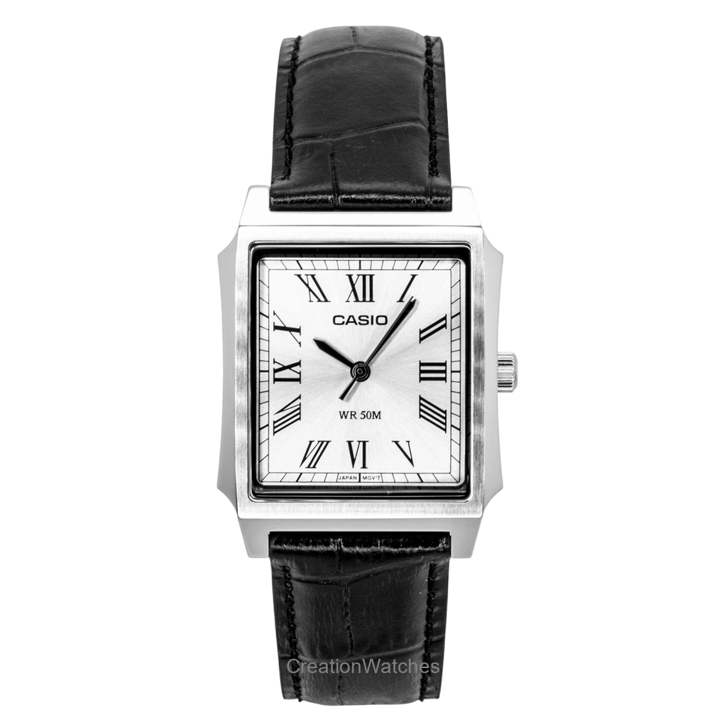 Casio アナログ レザーベルト Silver Dial クォーツ MTP-B190L-7BV メンズ腕時計