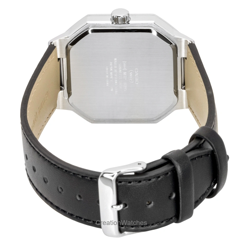 Casio quartz green dial leather strap mens 38 mm watch