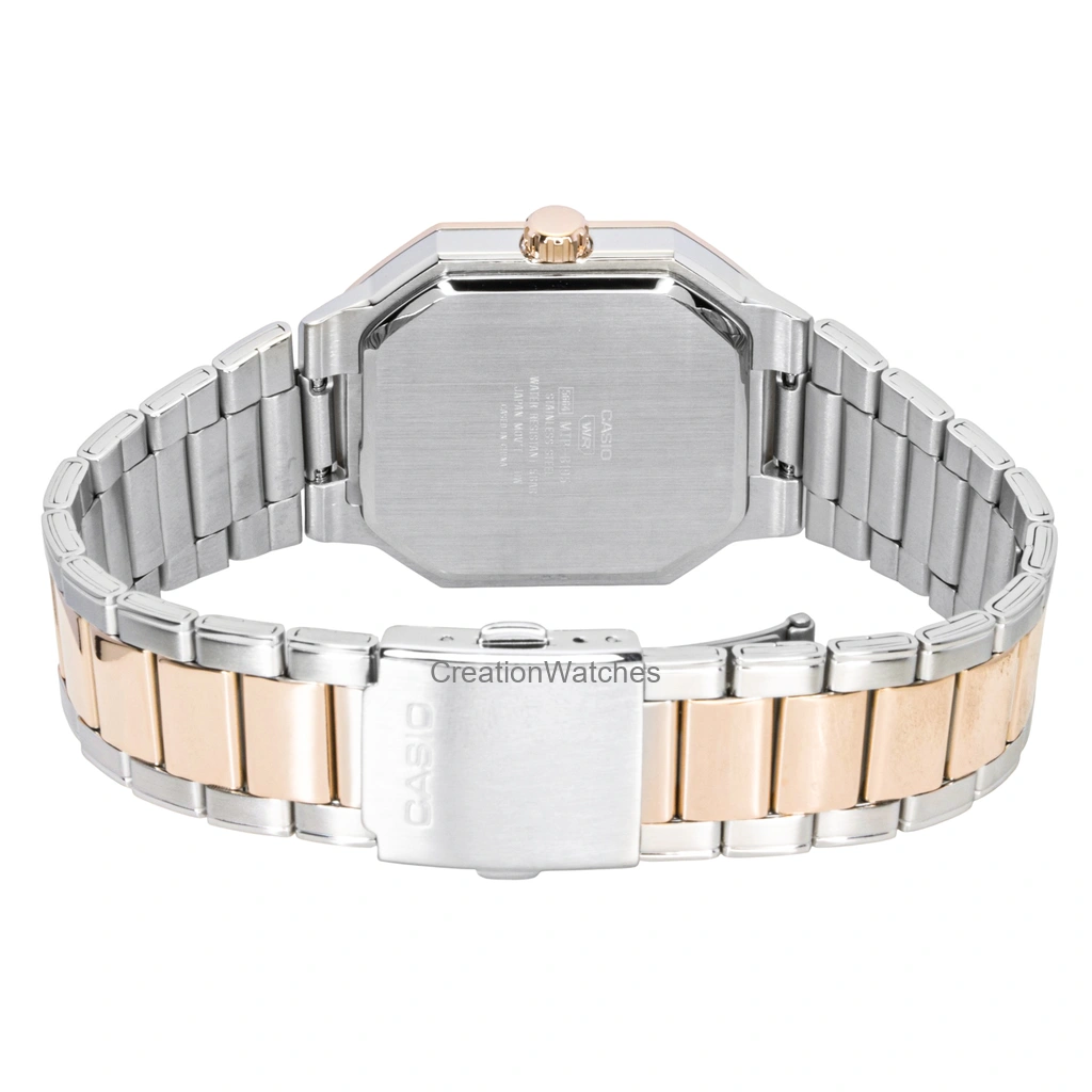 Casio quartz two tone stainless steel black dial mens watch