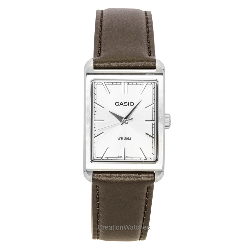 Casio アナログ レザーベルト Silver Dial クォーツ MTP-B215L-7AV メンズ腕時計