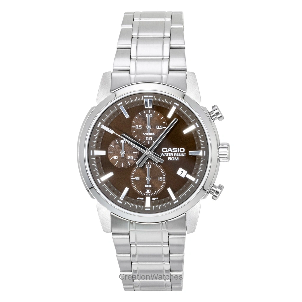 Casio クロノグラフ アナログ ステンレススチール Brown Dial クォーツ MTP-E510D-5AV メンズ腕時計