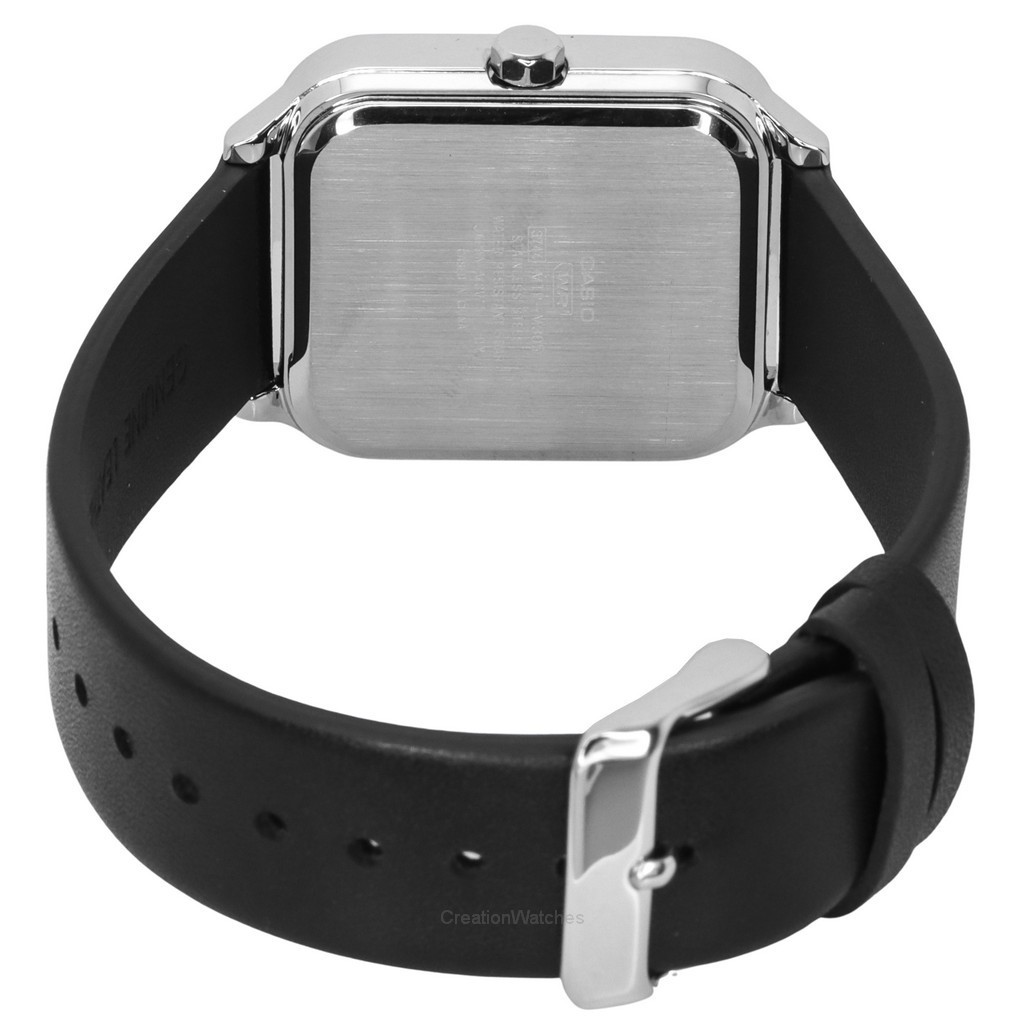 Casio Standard Analog Moon Phase Leather Strap White Dial Quartz MTP-M305L-7A Men's Watch