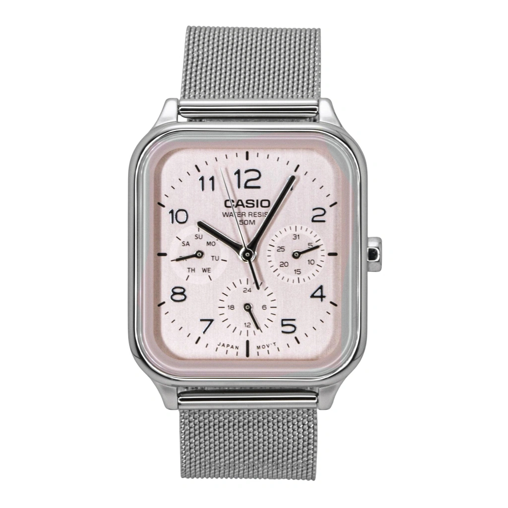 Casio Standard アナログ ステンレススチール Salmon Dial クォーツ MTP-M306m防水-4AV メンズ腕時計