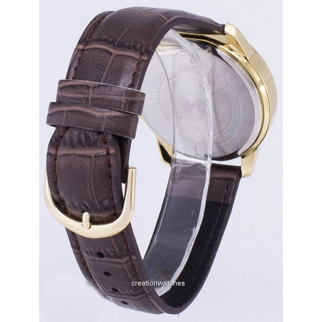 Casio MTP-V004GL-7A - Orologio Uomo Classico Al Quarzo, Cinturino In Pelle Marrone E Quadrante Bianco
