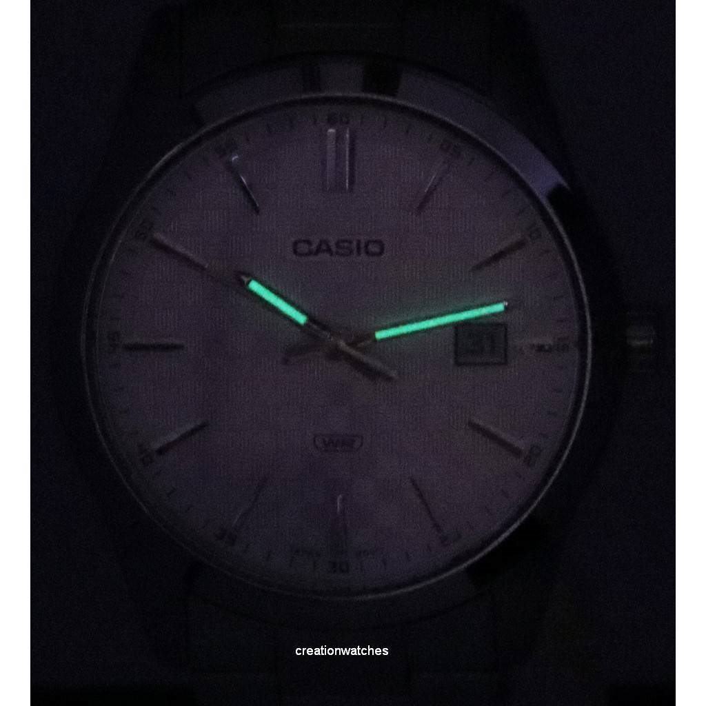 คาสิโอ อะนาล็อก สายสแตนเลส Silver Dial Quartz MTP-VD03D-7A MTPVD03D-7 นาฬิกาข้อมือผู้ชาย