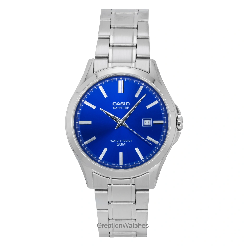 Casio Standard Analog Stainless Steel Blue Dial Quartz MTS-115D