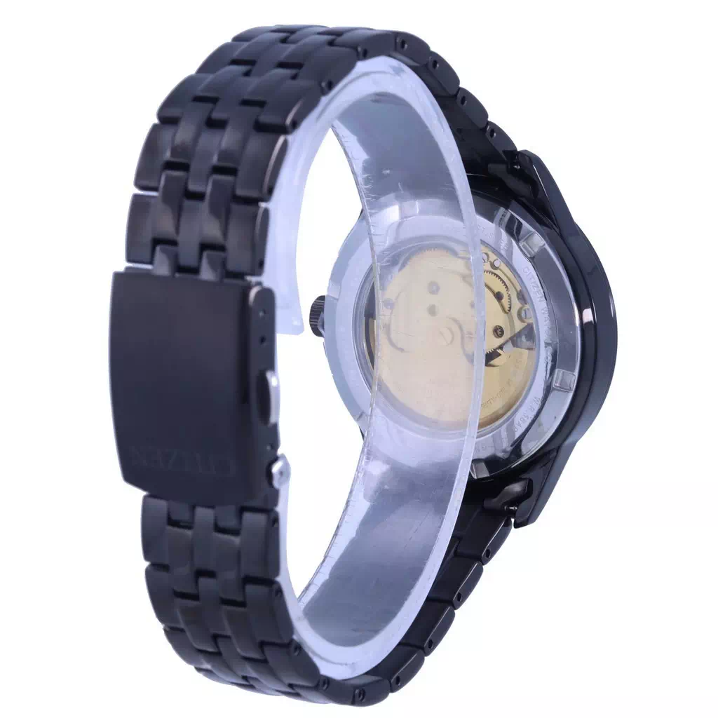 シチズンブラックダイヤルステンレススチール自動NH7505-84Eメンズウォッチ