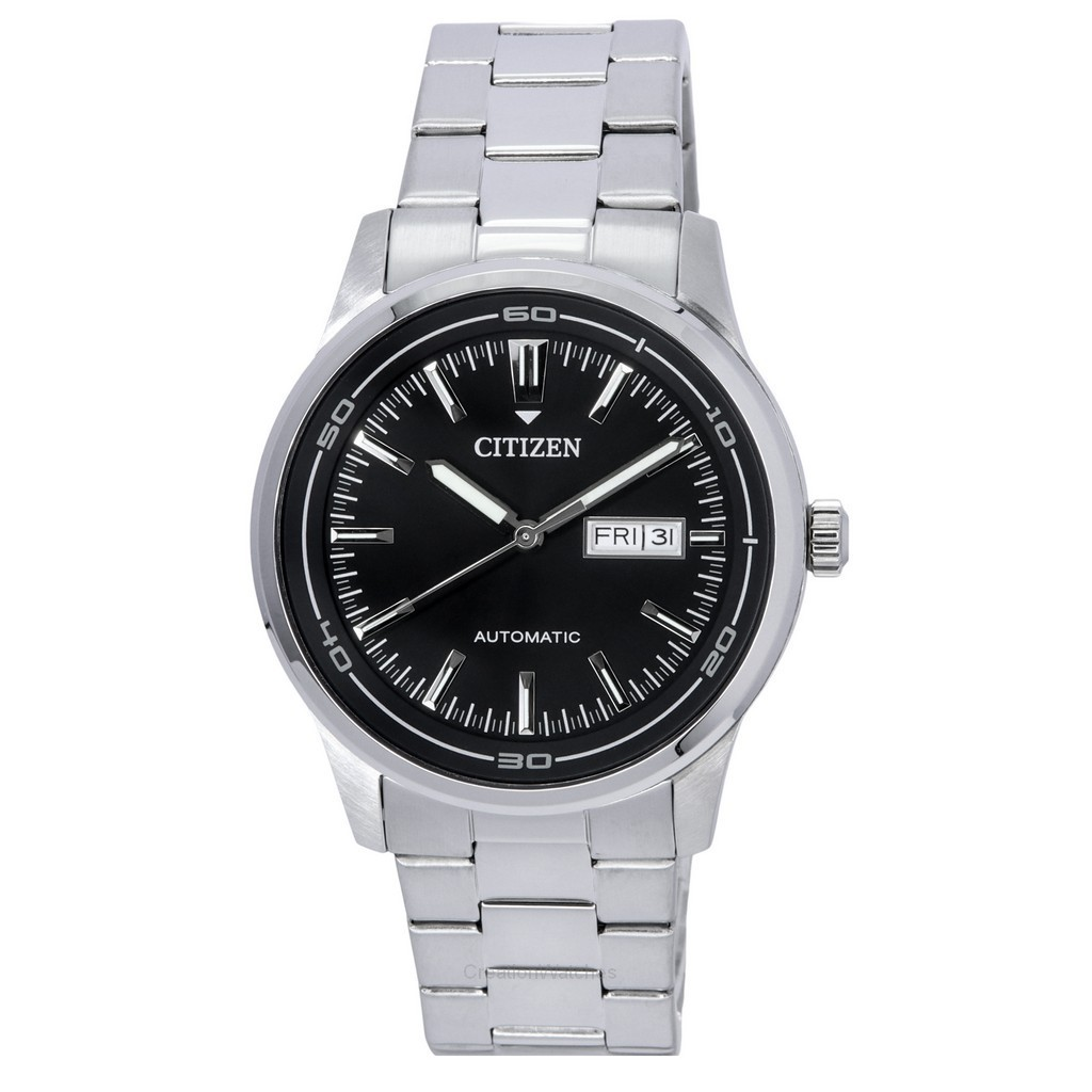 NH8400-87E Men\'s Black Citizen 100M Automatic Dial Steel Watch Stainless