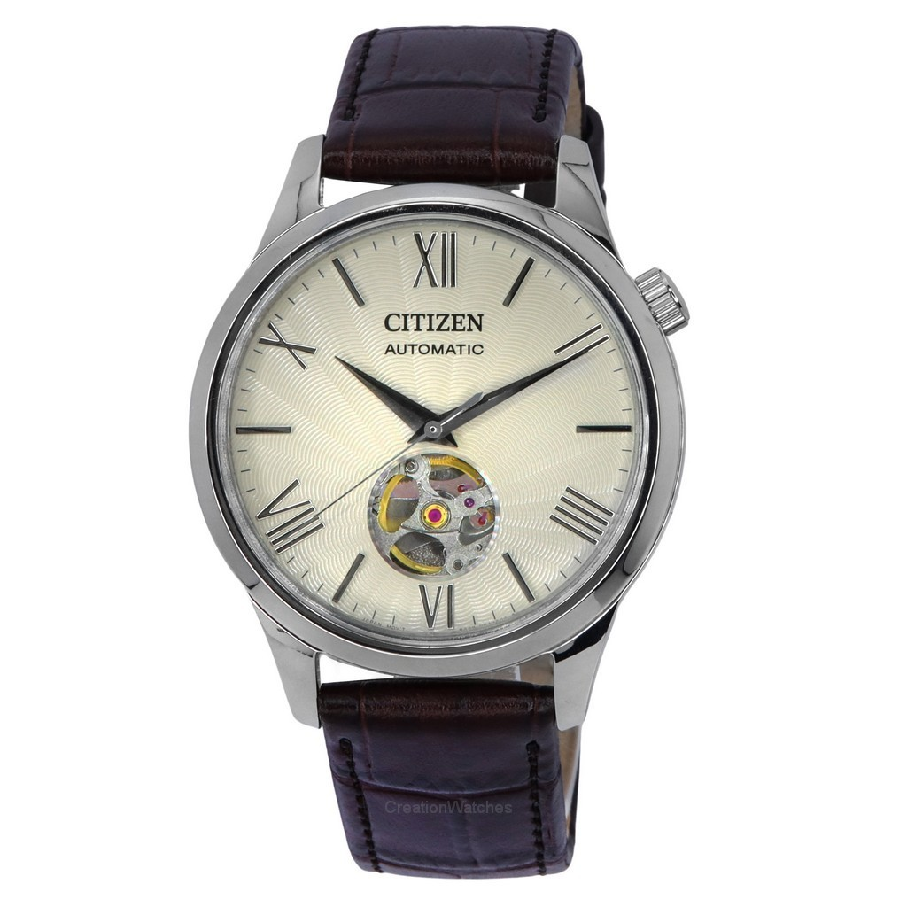 Citizen Calf Leather Strap Open Heart Ivory Dial Automatic NH9130-17A ...