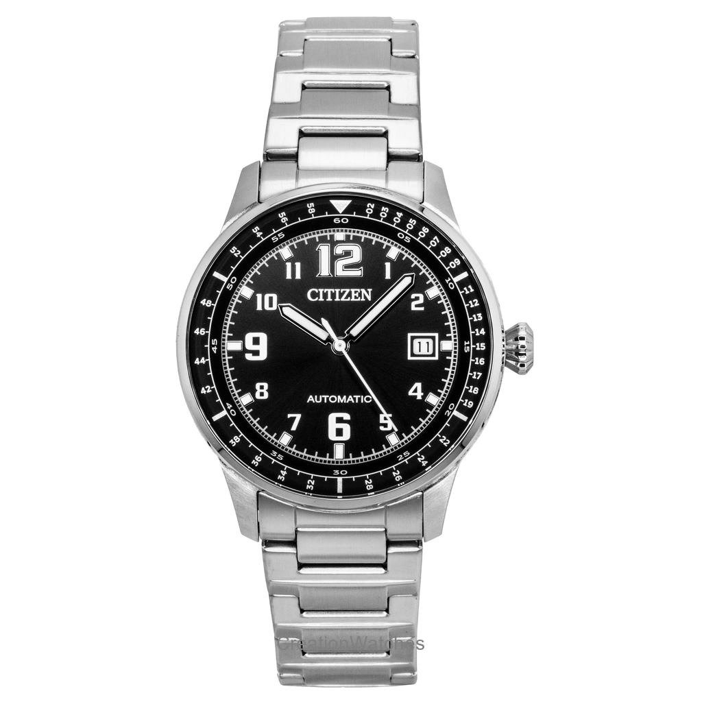 Citizen Urban Military ステンレススチール 黒文字盤 自動巻き NJ0190-51E 100m防水 メンズ腕時計