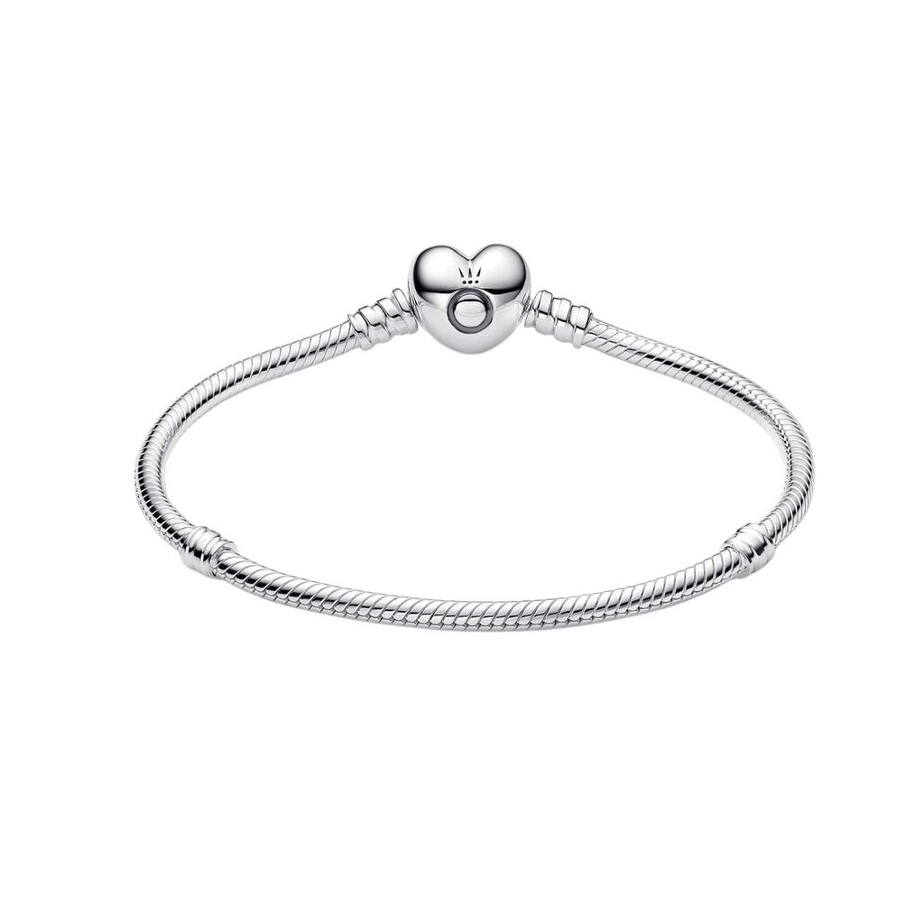 Pandora Moments Silver Bracelet With Heart Shaped Clasp 590719-18 For Women