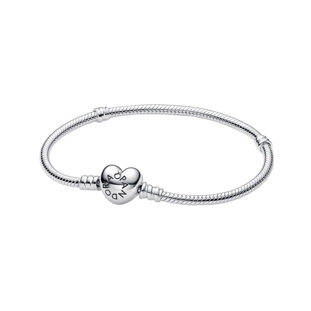 Pandora Moments Silver Bracelet With Heart Shaped Clasp 590719-18 For Women
