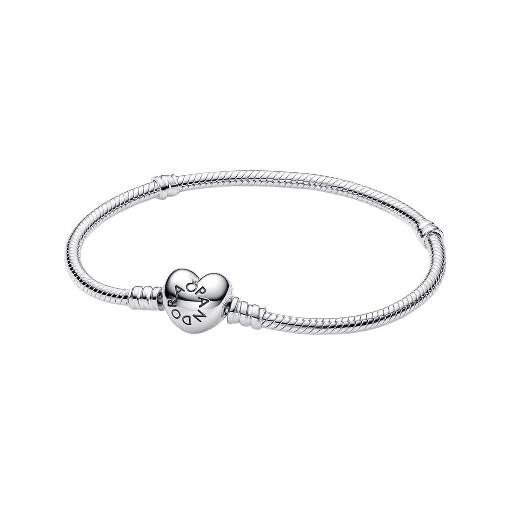 Pandora Moments Silver Bracelet With Heart Shaped Clasp 590719-18 For Women