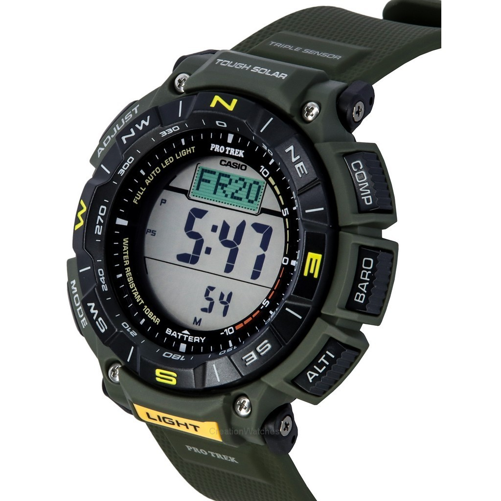Reloj Casio Pro Trek Digital Verde con base biológica y correa de resina  Tough Solar PRG-340-3 100M para hombre es