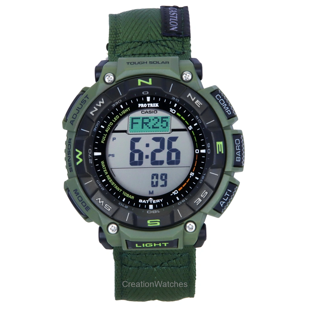 Casio PRO TREK Climber Line デジタル Cloth Strap ソーラー PRG-340B-3 100m防水 メンズ腕時計