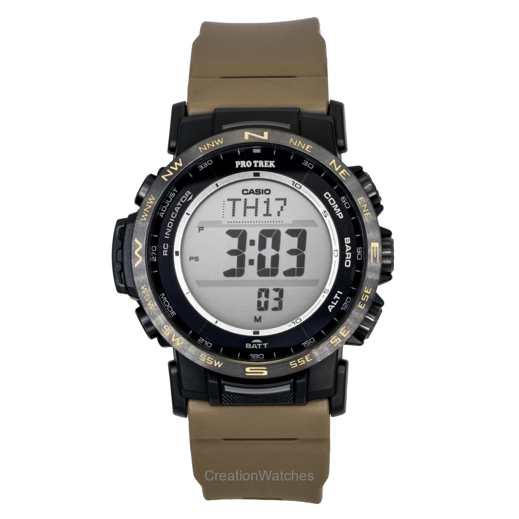 Casio PRO TREK デジタル バイオベース Resin ソーラー PRW-35LD-5 100m防水 メンズ腕時計