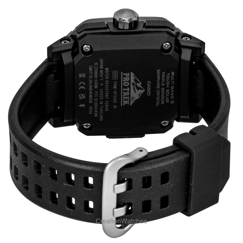 Casio Pro Trek Analog Digital Smartphone Link Black Rubber Strap
