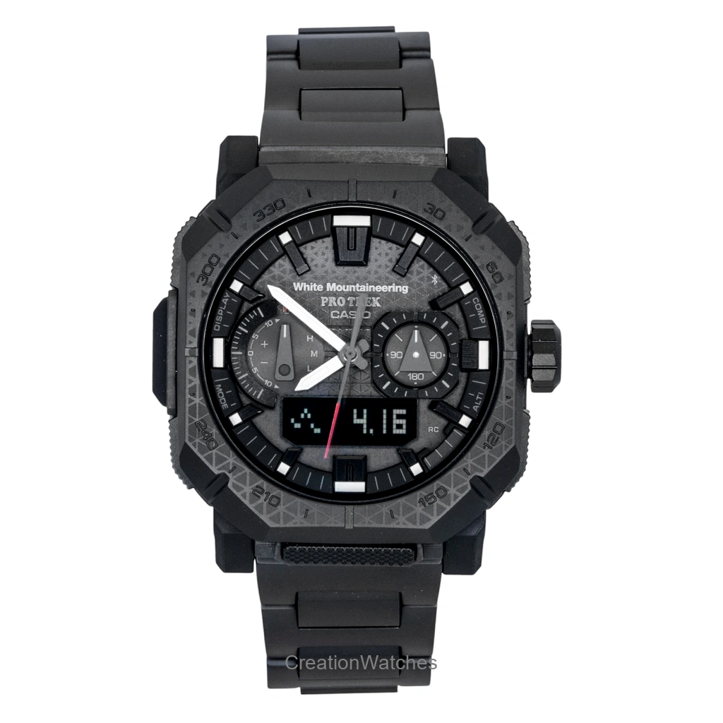 Casio PRO TREK White Mountaineering アナログデジタル スマホリンク 黒文字盤 ソーラー PRW-B1000WM-1 100m防水 メンズ腕時計