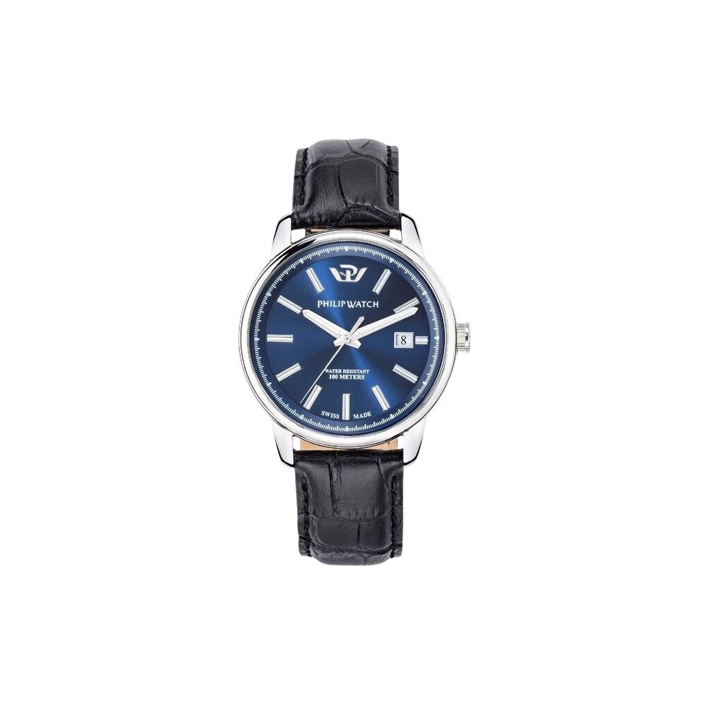 Philip Watch Swiss Made Kent Collection Anniversary Leather Strap Blue Dial Quartz R8251178013 100M Men's Watch