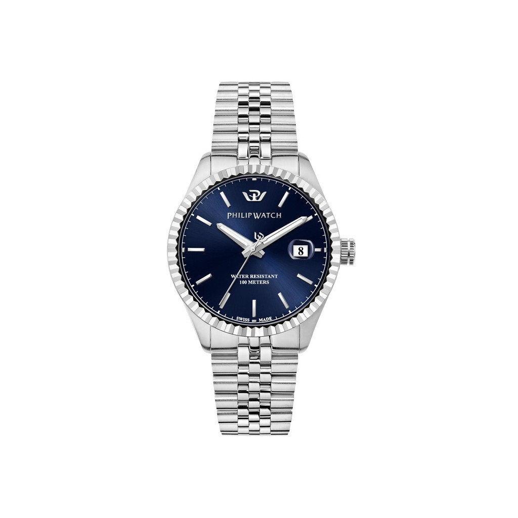 Philip Watch Swiss Made Caribe Urban Stainless Steel Blue Dial Quartz R8253597077 100M Men's Watch