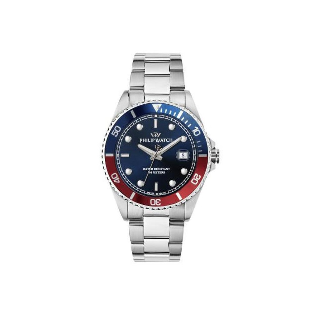 Philip Watch Swiss Made Caribe Sport Stainless Steel Blue Sunray Dial Quartz R8253597090 100M Men's Watch