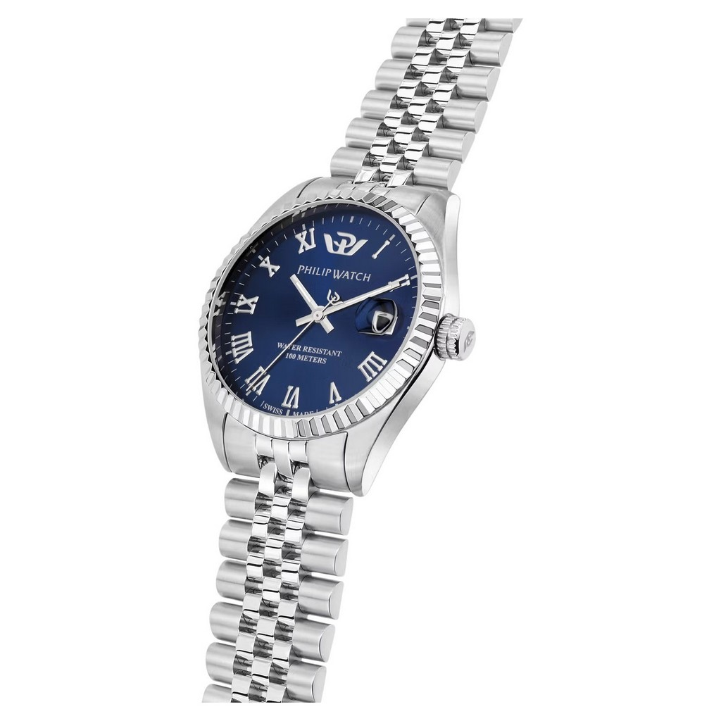Philip Watch Swiss Made Caribe Urban Stainless Steel Blue Sunray Dial Quartz R8253597585 100M Women's Watch