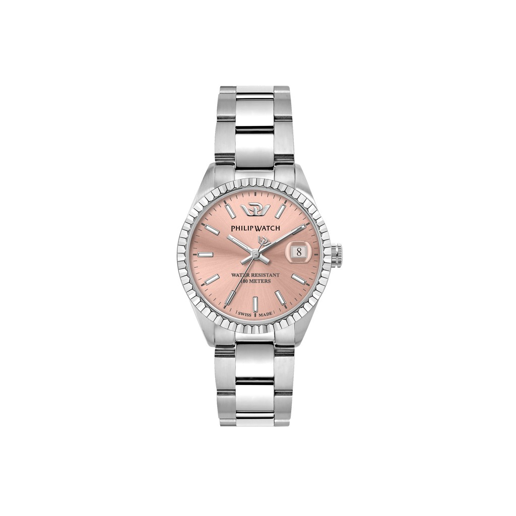Philip Watch Swiss Made Caribe Urban Stainless Steel Pink Dial Quartz R8253597587 100M Women's Watch